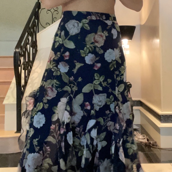 Alice and Olivia Navy Floral Maxi Skirt - Picture 4 of 4